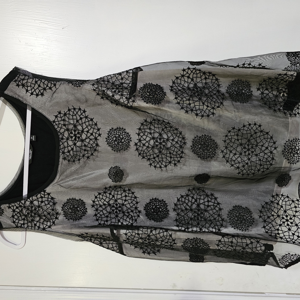 Sheer Black and Gray Patterned Sleeveless Top